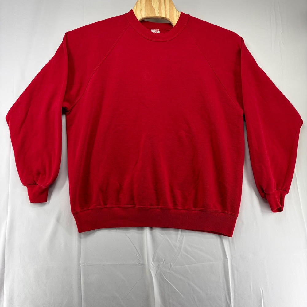 Vintage Jerzees Sweatshirt Mens 3X Red Blank Raglan Crewneck Made in USA
